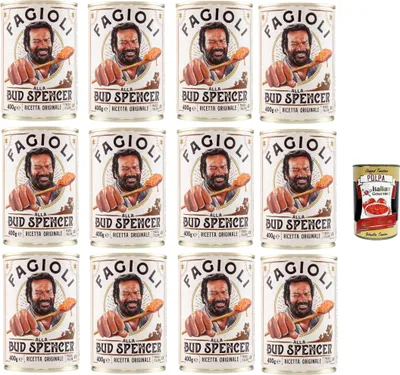 Produktbild von Fagioli alla Bud Spencer - Weiße Bohnen mit Tomatensauce, Dose 12 x 400 g | Original italienisches Rezept | Ready to Rechaud | Proteinquelle | Ideal Camping & schnelle Mahlzeiten + Italian Gourmet