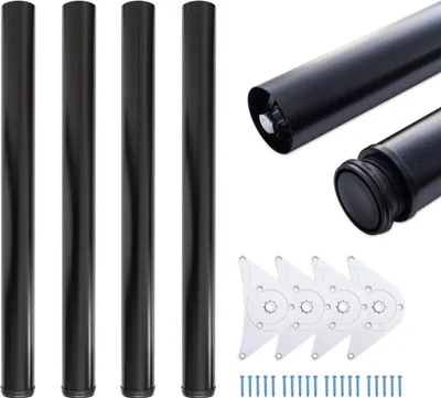 Produktbild von 4x sossai Premium Tischbeine in Schwarz 110cm / Ø60mm höhenverstellbare Tischfüße