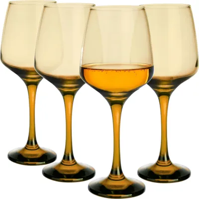 Produktbild von GLASMARK® Honigfarbe Weinglas 4-Set 360ml Große (max. 400ml) 4 Stück Rotweingläser Weinkelch Weinglas VINO auf Fuß - Hochwertige Qualität
