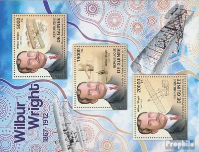 Produktbild von Briefmarken Guinea 2012 Mi 9216-9218 Kleinbogen (kompl. Ausgabe) postfrisch Wilbur Wright (1867-1912)