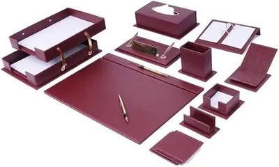Image de Set de bureau de luxe – 14 accessoires – Bordeaux – Set de 14 pièces