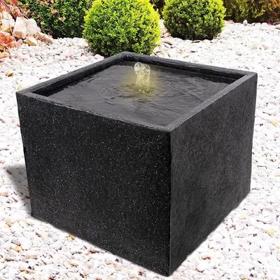Immagine prodotto di Fontane da giardino, fontane ornamentali, fontane da interno, fontane a cascata, fontane con illuminazione a LED 230V, giochi d'acqua per giardino, stagno, terrazza, balcone (fontana in basalto MODERNA con illuminazione a LED - 230V)