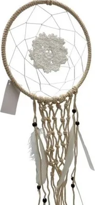 Produktbild von Traumfänger, dekorativer Wandanhänger im Boho-Stil, Baumwollfaden 20x60cm