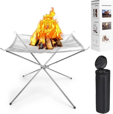 Immagine prodotto di Barbecue portatile da esterno - 56 cm - Grande pentola per barbecue portatile in acciaio inossidabile per campeggio, giardino, grigliate, picnic e spiaggia - Pieghevole e robusta