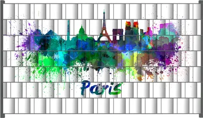 Produktbild von Wallario Zaunsichtschutz mit Motiv Städte als Aquarell - Skyline von Paris für Ein- und Doppelstabmatten Zäune in der Größe 250 x 140 cm