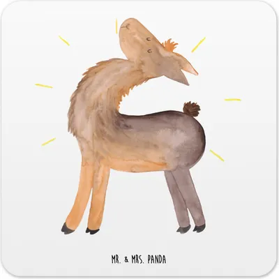 Produktbild von Mr. & Mrs. Panda Untersetzer für Gläser Lama Stolz 6er Set - Weiß - Geschenk, Familie, Tisch, Family, Glas-Untersetzer, Design, Coaster, Neustart, Lamas, Freundin