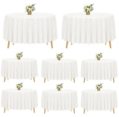 Produktbild von Runde Tischdecke Elfenbein 305 cm Polyester 8 Stück waschbar für Hochzeit Party Bankett