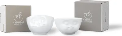 Produktbild von FIFTYEIGHT Schalen-Set 2-tlg. 500 ml | Nr. 017 | Müslischalen weiß | Motive: Lecker + Mampfend