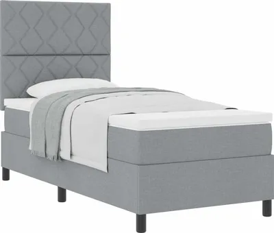 Obrázek produktu pro vidaXL Skříňová postel s matrací světle šedá 90 x 200 cm látka