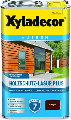 Produktbild von Xyladecor Holzschutz-Lasur Plus, Mahagoni, 2,5 l - Maximaler Wetterschutz und einfachste Anwendung