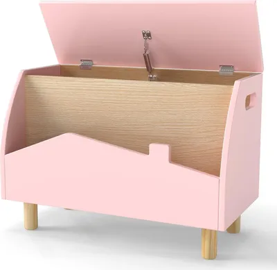 Immagine prodotto di Scatola portagiochi in legno con ripiano, rosa, 60 x 30 x 44 cm