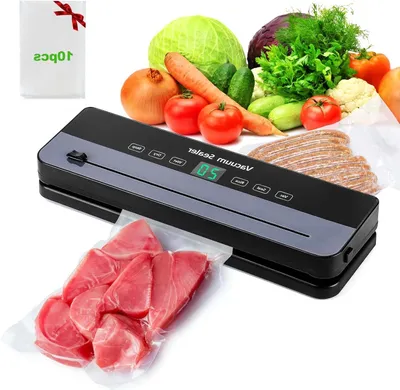 Immagine prodotto di Sigillatrice sottovuoto - Conservazione degli alimenti - Potenza di aspirazione precisa di 65 kPa - 10 sacchetti inclusi - Colore: nero