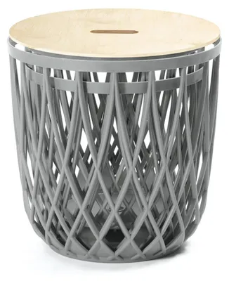 Produktbild von Prosperplast 3er-Set Multifunktionskörbe 55L (mit Holzdeckel) + 2x35L Kunststoff Uniqubo in grauer Farbe