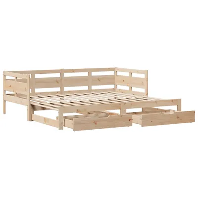 Image de Lit de jour avec gigogne et tiroirs sans matelas 90x190 cm