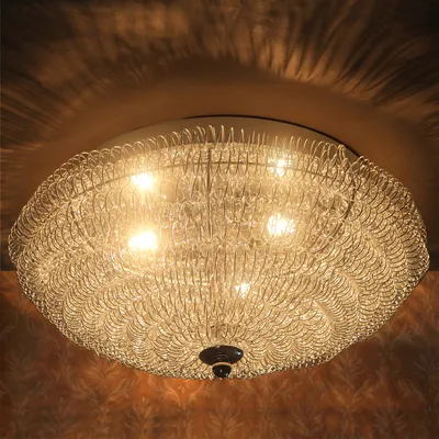 Imagen del producto de [lux.pro] Lámpara de techo (3 bombillas, casquillo G9) (diámetro: 37 cm). Lámpara de techo de malla metálica. Lámpara, metal, iluminación