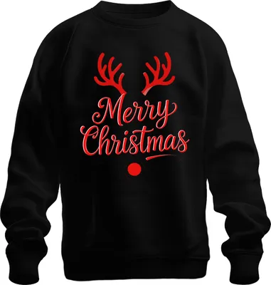Produktbild von Merry Christmas Rentier Rudolph Weihnachten Festlich Lustig Retro Uni Sweatshirt Pullover, Schwarz, L