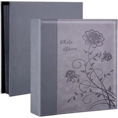 Productafbeelding van Fotoalbum, in te voegen, 15,2 x 10,2 cm, 400 foto's, leren omslag, grijs