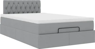 Produktbild von Ottoman-Bett mit Matratze Hellgrau 120x200 cm Stoff