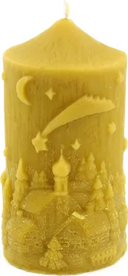 Produktbild von IMKERSHOP Bienenwachskerze Weihnachtszylinder Wachskerze Kerze 11,0 cm