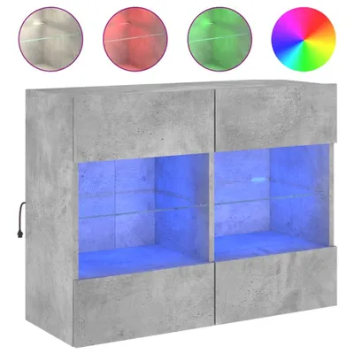 Zdjęcie produktu dla vidaXL Szafka ścienna pod TV z oświetleniem LED betonowa szara 78,5x30x60,5 cm