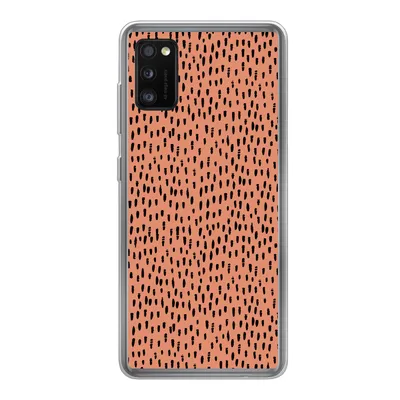 Produktbild von MuchoWow® Handyhülle Schutzhülle Hülle für Samsung Galaxy A41 Polka dots - Schwarz - Orange Silikon Softcase Handy Hülle - Mobiltelefon