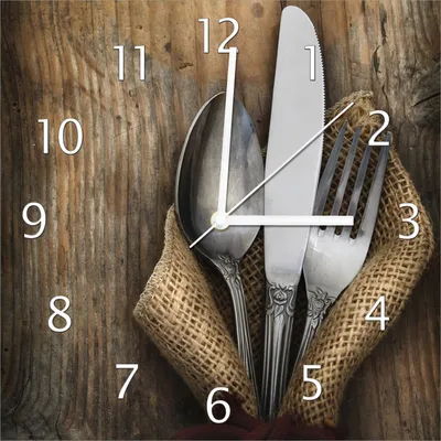 Produktbild von Wallario Design Wanduhr Besteck Set aus Echtglas, Größe 30 x 30 cm