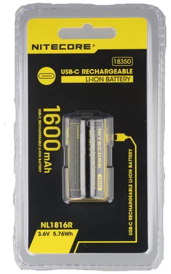 Produktbild von Nitecore Li-Ion NL1816R 18350 Akku, mit USB-C-Ladeanschluss, 3,6V 1600mAh