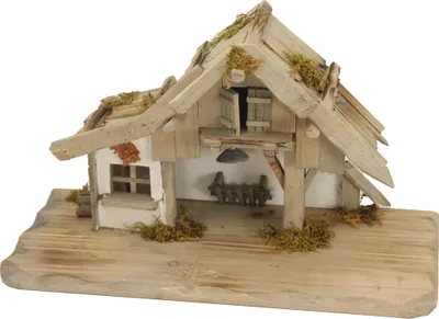 Produktbild von Krippenstall Hirscheck 40x19x22,5 cm aus Holz, Weihnachtsdeko