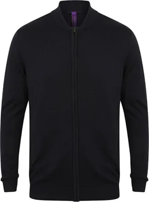 Produktbild von Henbury H718 | Herren Knitted Bomber Jacke - Farbe: Navy - Größe: XXL