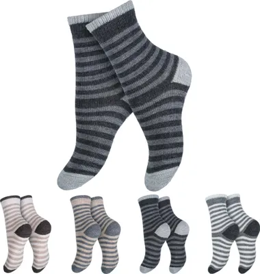 Produktbild von 4 Paar Kinder Socken mit Alpakawolle - weich und warm in Ringeloptik - mehrfarbig - 35/38