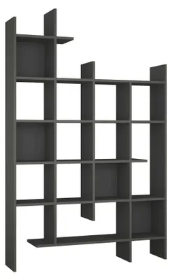 Produktbild von Bücherregal Dguidett, Büroregal, Mobiler Buchhalter, Bücherbrett, 122x26h188 cm, Anthrazit