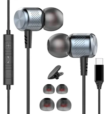 Zdjęcie produktu dla Słuchawki douszne z kablem, złącze USB-C, kolor: szary