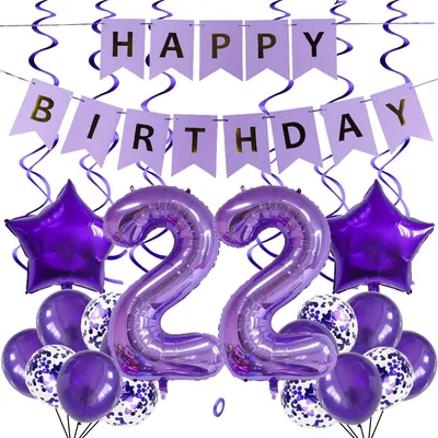 Ballon-Set 22. Geburtstag lila 101 cm 25-tlg.
