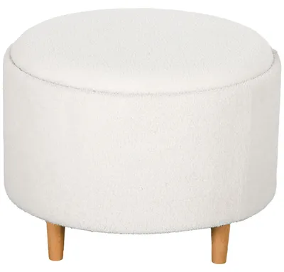 Produktbild von Hocker Polsterhocker, Teddyfleece, versteckter Stauraum, umkehrbarer Deckel, 56 cm x 56 cm x 42 cm, Weiß