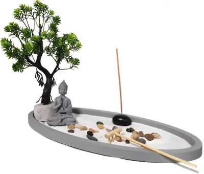 Produktbild von Zen-Garten mit Buddhafigur Rauchstab Dekostein Nr:HY-2007