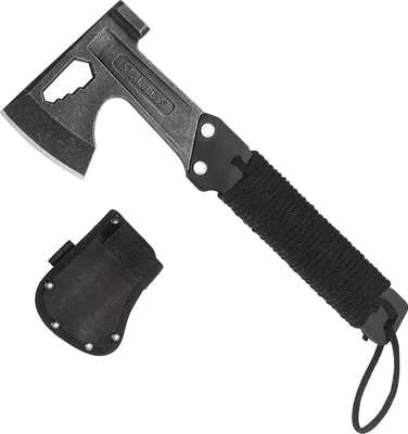Produktbild von 3-IN-1 Multitool Axt mit Hammer und Gürtelscheide, Camping Beil mit Paracord Griff