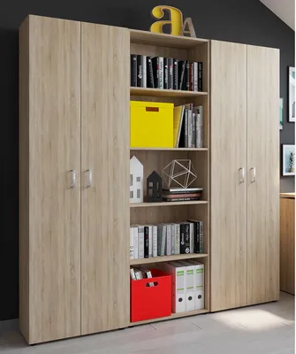 Produktbild von Multi-Kombi Regalkombi Schrankkombi Regalwand Schrankwand Büro "Trio 555" Sonoma/Eiche