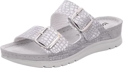 Produktbild von Rohde Damen Pantoletten Schnalle Leder Clogs Cattolica 6152, Größe:42 EU, Farbe:Silber