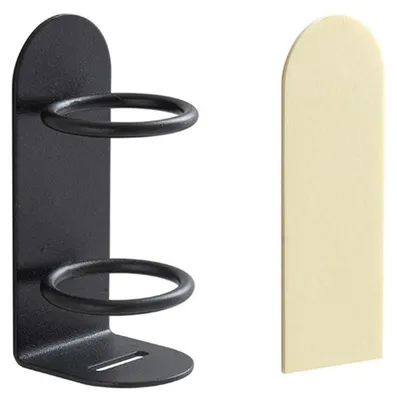 Immagine prodotto di Porta spazzolini elettrico, set da 2, colore nero, da montare a parete, organizer in metallo per il bagno