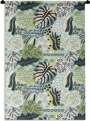 Produktbild von MuchoWow® Wandteppich Wandbehang Dschungel - Blätter - Pflanzen 60x90 cm Tapisserie Dekoration Wandtuch - Foto-Teppich - Abwaschbar