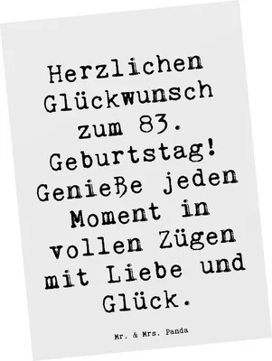 Produktbild von Mr. & Mrs. Panda Postkarte Spruch 83. Geburtstag Liebe Glück - Weiß - Geschenk, Grußkarte, Happy Birthday, 83 Jahre, Ansichtskarte, bildkarte, und, Fotokarte, feiern