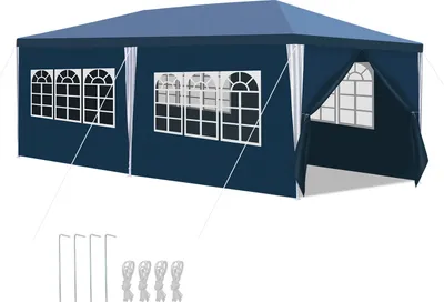 Produktbild von Aopunly Pavillon 3x6m, Festzelt Gartenzelt Wasserdicht, UV-Schutz, mit 5 Seitenteilen und 1 Eingängen, für Garten Terrasse Feier Party, Blau