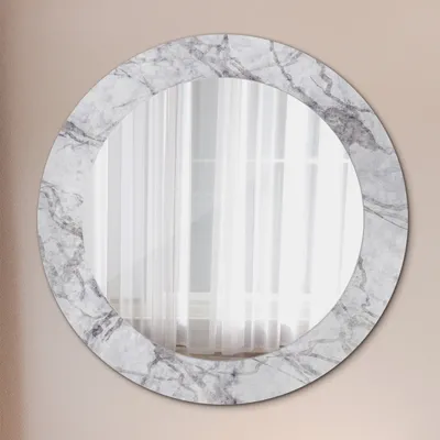 Produktbild von Wohnzimmer Spiegel - Mirror zum Wandspiegel Schlafzimmer – Schminkspiegel - Weiß Marmor - Runder: Ø60 cm