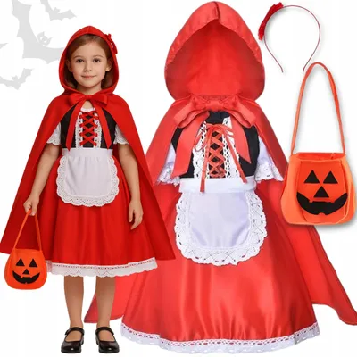 Produktbild von Hopki Rotkäppchen Kleid Umhang Kostüm Mädchen Karneval Halloween