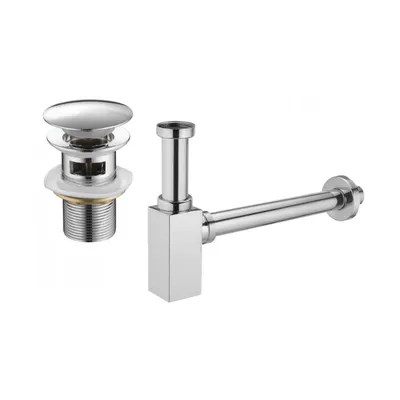 Image de Siphon de lavabo avec sortie click-clack et trop-plein, chromé (7992060-00)