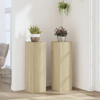 Produktbild von "2026 Promotion" Pflanzenständer - Hochbeet - 2 Stk. - Blumenkasten - Sonoma-Eiche 25x25x80 cm - Holzwerkstoff - Beete CC31183