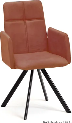Produktbild von Armlehnstuhl drehbar (6er-Set) Desha 52x92x60 Schwarz/Cognac