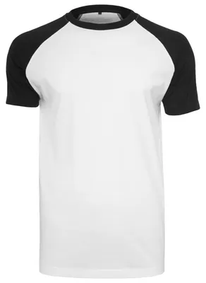 Image de Build Your Brand - T-shirt pour hommes/femmes, manches raglan, LT1945 (M) (blanc/noir)