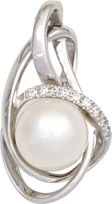 Produktbild von Anhänger mit Süßwasser Zuchtperle weiß & Brillanten 585 Gold Weißgold Damen