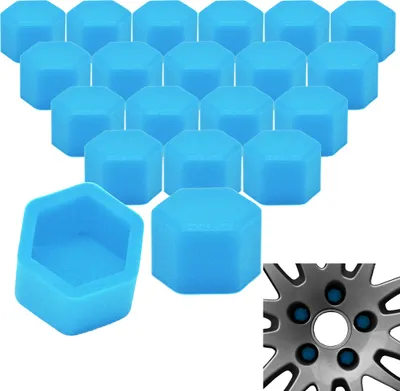 Produktbild von 20x Radschrauben Silikon Kappen Set Abdeckung SW21 21MM Hellblau kompatibel mit NISSAN HYUNDAI KIA TOYOTA